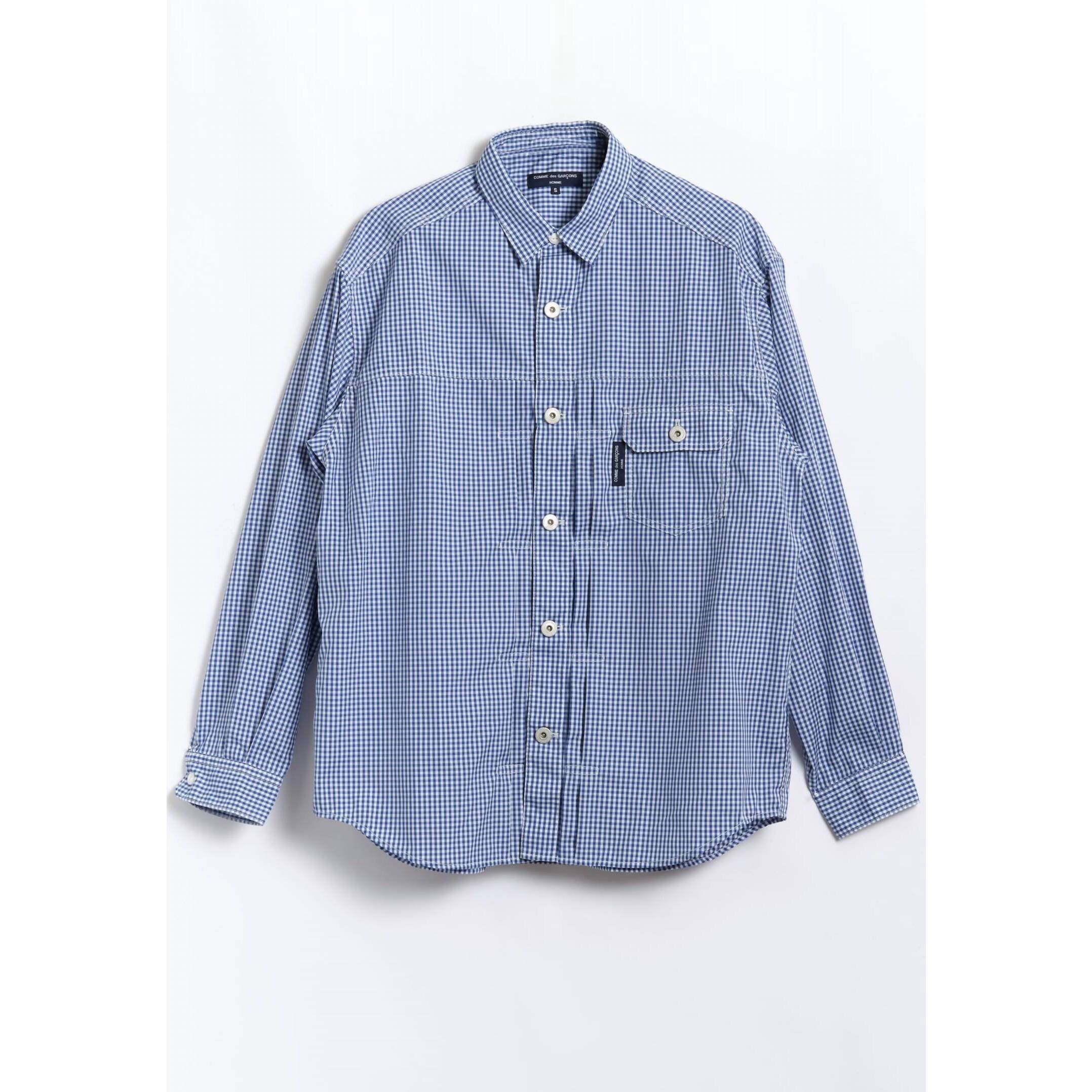 New Comme Des Garcons Men's Gingham Shirt In Blue/White